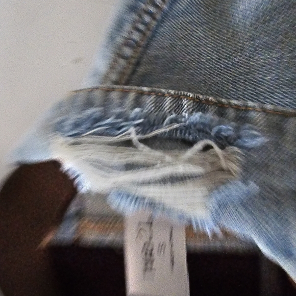 Rue 21 Unisex Small Destressed Color Block Black & Blue 100% Cotton Demin Jacket - Picture 12 of 13